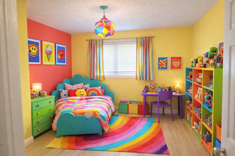 Kids room transformed to Dopamine Decor style
