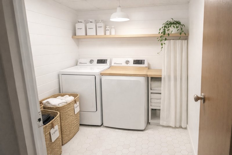 Laundry room transformed to Scandinavian style
