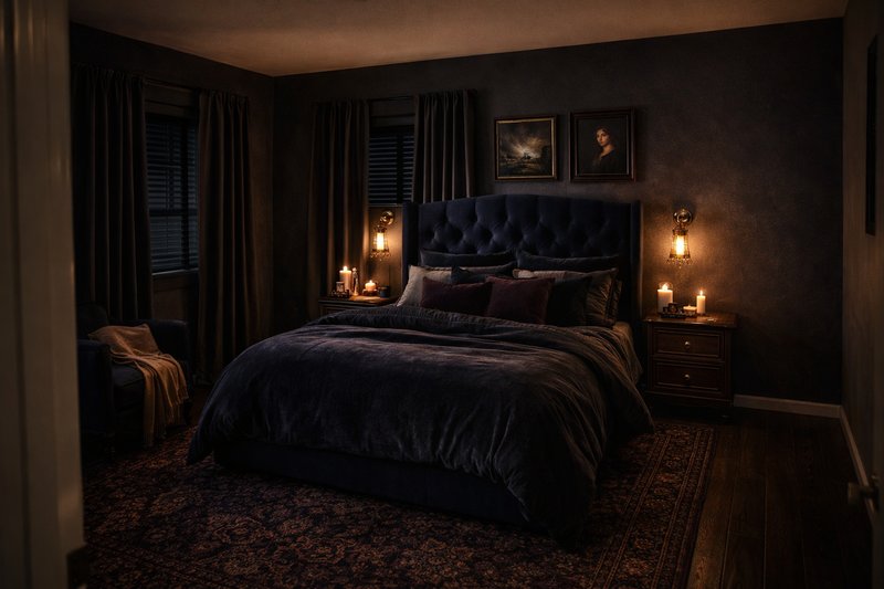 Master bedroom transformed to Dark Moody style