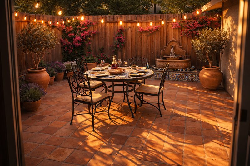 Patio transformed to Mediterranean style